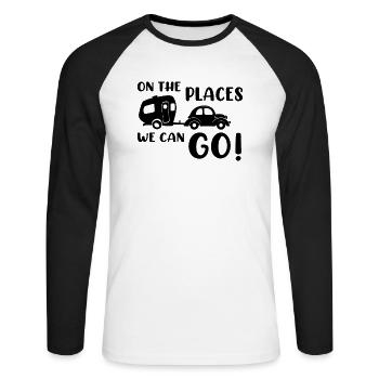 Wohnwagen Camper campen - Unisex Baseballshirt langarm - Weiß/Schwarz - Vorne - Nik (191cm)