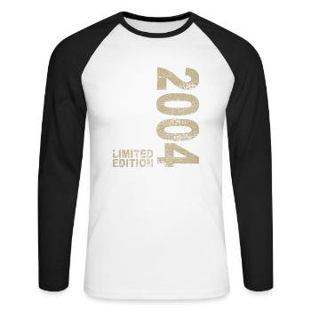 Cadeau de 18e anniversaire dix-huit 2004 - T-shirt baseball manches longues Homme - blanc/noir - Devant - Nik (191cm)