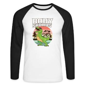 Saurus Family Matching I Tyrannosaurus T-Rex I - Unisex Long Sleeve Baseball T-Shirt - white/black - Front - Nik (191cm)
