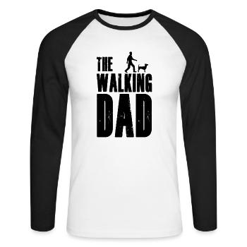 The Walking Dad - Hund Dog Papa Vatertag - Unisex Baseballshirt langarm - Weiß/Schwarz - Vorne - Nik (191cm)