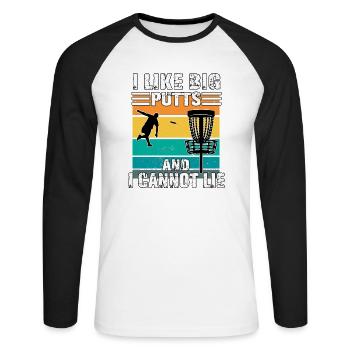 Disc Golf Frisbee Ultimate Frisbee Disc Golf - Unisex Baseballshirt langarm - Weiß/Schwarz - Vorne - Nik (191cm)