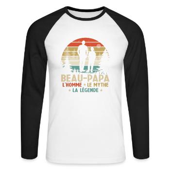 Beau-papa L'homme Le Mythe La Légende Cadeau - T-shirt baseball manches longues Homme - blanc/noir - Devant - Nik (191cm)