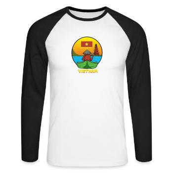 Vietnam I Hanoi Scooter Pho Bo Motif de voyage pour - T-shirt baseball manches longues Homme - blanc/noir - Devant - Nik (191cm)