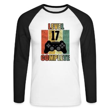 17 Geburtstag 17 Jahre Geschenk lustig 17 Jubiläum - Unisex Baseballshirt langarm - Weiß/Schwarz - Vorne - Nik (191cm)