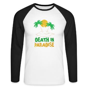 Death in Paradise motiv - geschenkidee - Unisex Baseballshirt langarm - Weiß/Schwarz - Vorne - Nik (191cm)