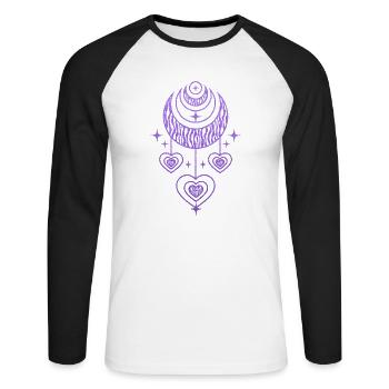 Illustration pour la méditation et l'amour - T-shirt baseball manches longues Homme - blanc/noir - Devant - Nik (191cm)
