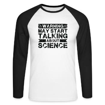 L’avertissement peut commencer à parler de science - T-shirt baseball manches longues Homme - blanc/noir - Devant - Nik (191cm)