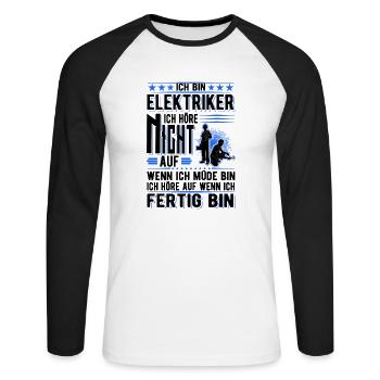 Elektriker Elektrotechnik Elektroniker Elektrik - Unisex Baseballshirt langarm - Weiß/Schwarz - Vorne - Nik (191cm)
