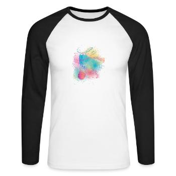 Badminton Shuttlecock Player Racket Ball Sport - T-shirt baseball manches longues Homme - blanc/noir - Devant - Nik (191cm)
