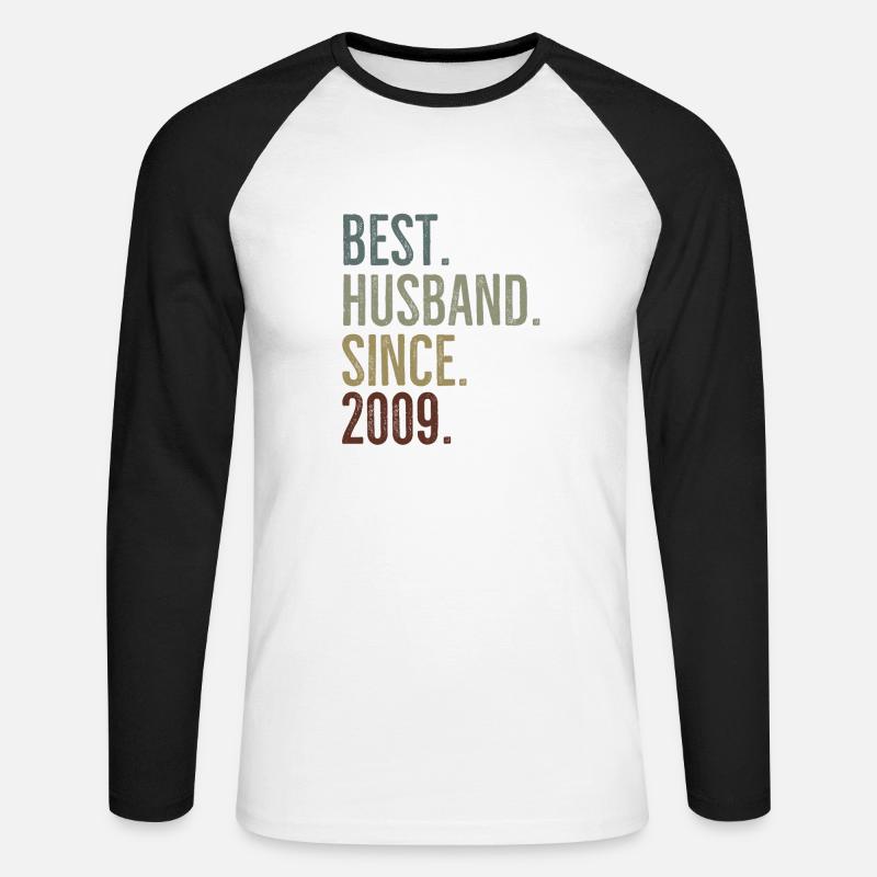 Bester Ehemann seit 2009 - Unisex Baseballshirt langarm - Weiß/Schwarz