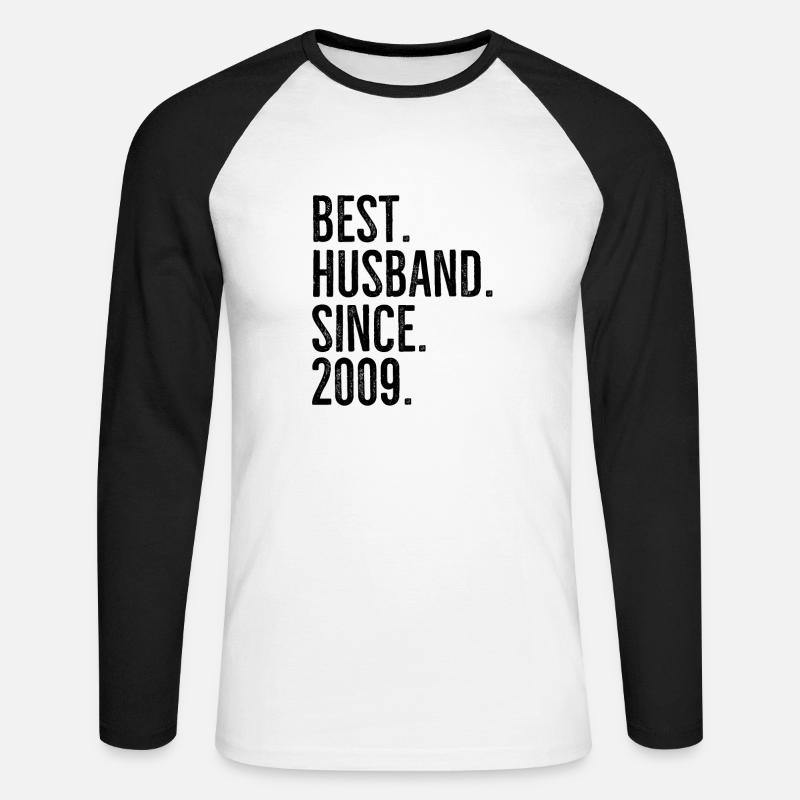 Bester Ehemann seit 2009 - Unisex Baseballshirt langarm - Weiß/Schwarz