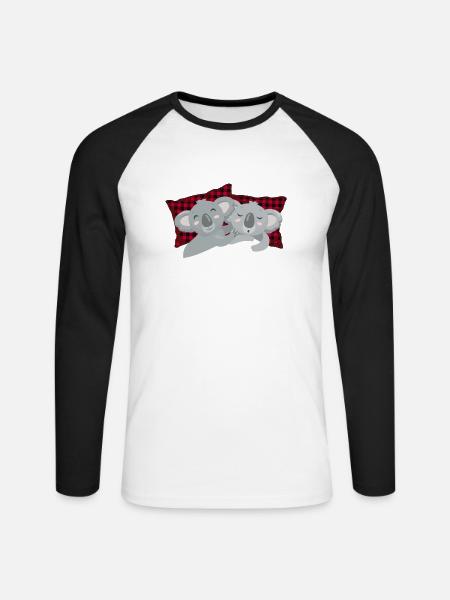 Offizielles Schlafshirt Koala Buffalo Plaid - Unisex Baseballshirt langarm - Weiß/Schwarz