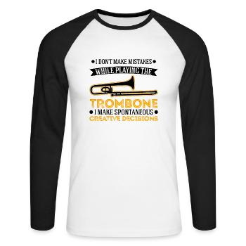 Trombone Trombone Trombone Joueur Tromboniste - T-shirt baseball manches longues Homme - blanc/noir - Devant - Nik (191cm)