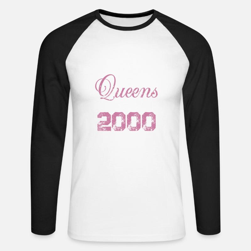 Queens born in 2000 - Unisex Baseballshirt langarm - Weiß/Schwarz