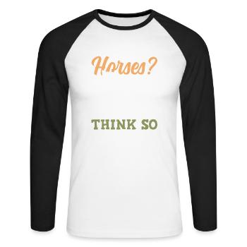 chevaux de cheval - T-shirt baseball manches longues Homme - blanc/noir - Devant - Nik (191cm)