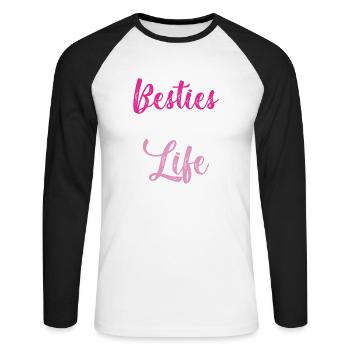 bester freunde - Unisex Baseballshirt langarm - Weiß/Schwarz - Vorne - Nik (191cm)