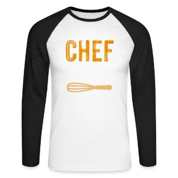 chef chef grand-père - T-shirt baseball manches longues Homme - blanc/noir - Devant - Nik (191cm)