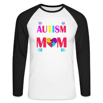 Journée mondiale de sensibilisation à l’autisme Cadeau de maman autiste - T-shirt baseball manches longues Homme - blanc/noir - Devant - Nik (191cm)
