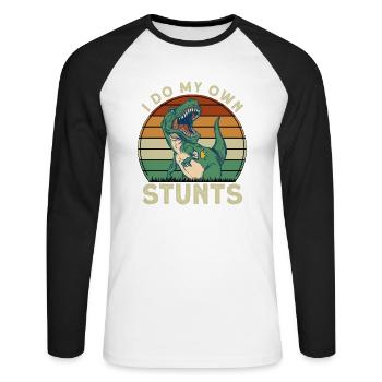 Je fais mes propres cascades - T-shirt baseball manches longues Homme - blanc/noir - Devant - Nik (191cm)
