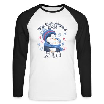 Dada Penguin This Baby Penguin Loves - Unisex Long Sleeve Baseball T-Shirt - white/black - Front - Nik (191cm)