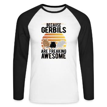 Parce que les gerbilles sont des gerbilles impressionnantes - T-shirt baseball manches longues Homme - blanc/noir - Devant - Nik (191cm)