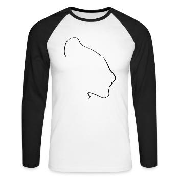 Lioness Line Art - Minimalist - Unisex Long Sleeve Baseball T-Shirt - white/black - Front - Nik (191cm)