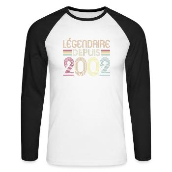 Légendaire Depuis 2002 - T-shirt baseball manches longues Homme - blanc/noir - Devant - Nik (191cm)