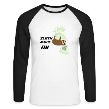 Sloth - Unisex Baseballshirt langarm - Weiß/Schwarz - Vorne - Nik (191cm)