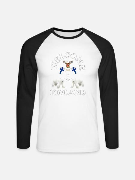 WTF oder Welcome to Finland. - Unisex Baseballshirt langarm - Weiß/Schwarz
