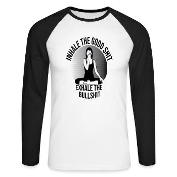 Yoga - Unisex Long Sleeve Baseball T-Shirt - white/black - Front - Nik (191cm)
