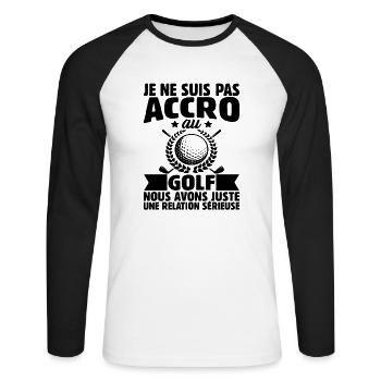 Je Ne Suis Pas Accro Au Golf - T-shirt baseball manches longues Homme - blanc/noir - Devant - Nik (191cm)