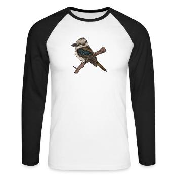 Kookaburra I Eisvogel Naturschutz für Ornithologe - Unisex Baseballshirt langarm - Weiß/Schwarz - Vorne - Nik (191cm)