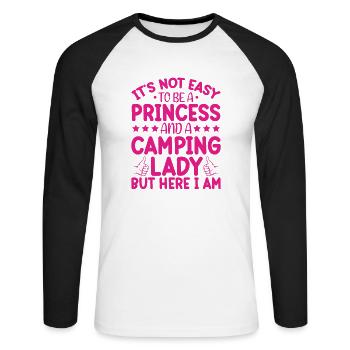 Je Suis Une Princesse Et Une Dame De Camping - T-shirt baseball manches longues Homme - blanc/noir - Devant - Nik (191cm)