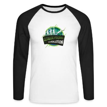 Évolution ultime du frisbee - T-shirt baseball manches longues Homme - blanc/noir - Devant - Nik (191cm)