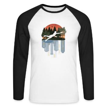 Frisbee ultime, nature merveilleuse - T-shirt baseball manches longues Homme - blanc/noir - Devant - Nik (191cm)