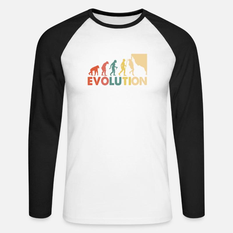 Klettern Evolution Escalade - Unisex Baseballshirt langarm - Weiß/Schwarz