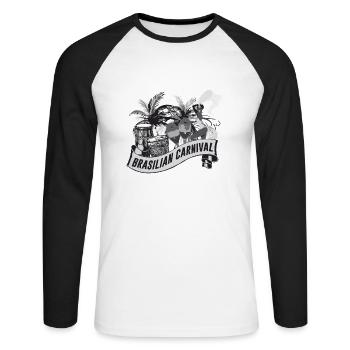 Brésil - T-shirt baseball manches longues Homme - blanc/noir - Devant - Nik (191cm)