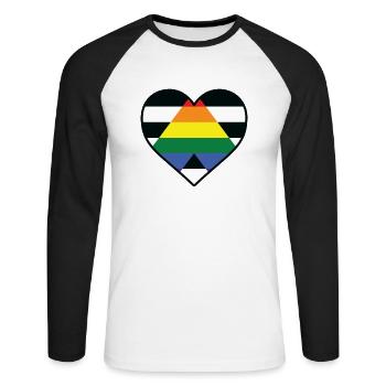LGBT -Herz - LGBTQIA Gerade Ally - Unisex Baseballshirt langarm - Weiß/Schwarz - Vorne - Nik (191cm)