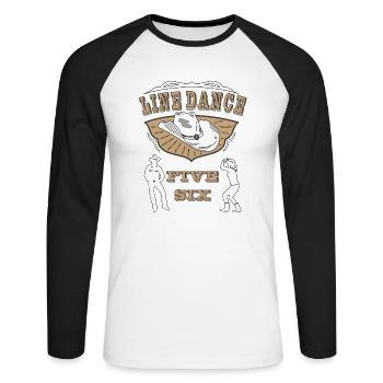 LINE DANCE - Unisex Baseballshirt langarm - Weiß/Schwarz - Vorne - Nik (191cm)