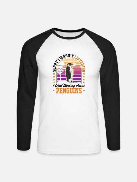 Pinguin Geschenk Penguin - Unisex Baseballshirt langarm - Weiß/Schwarz