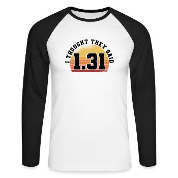 Coureurs de marathon courant semi-marathon disant - T-shirt baseball manches longues Homme - blanc/noir - Devant - Nik (191cm)