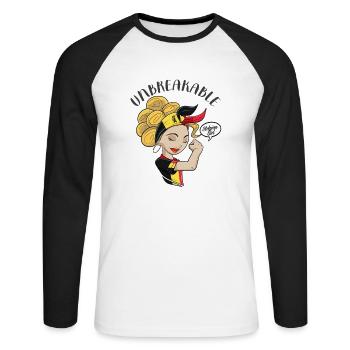 Belgian Girl Unbreakable I Belgian Heritage I - Unisex Long Sleeve Baseball T-Shirt - white/black - Front - Nik (191cm)