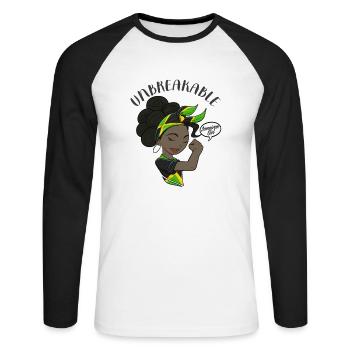 Fille jamaïcaine incassable I Héritage jamaïcain I - T-shirt baseball manches longues Homme - blanc/noir - Devant - Nik (191cm)