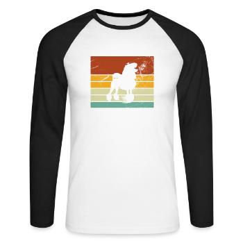Poodle dog lover Retro vintage Gift idea - Unisex Baseballshirt langarm - Weiß/Schwarz - Vorne - Nik (191cm)