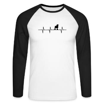 Poodle dog lover heartbeat Gift idea - Unisex Baseballshirt langarm - Weiß/Schwarz - Vorne - Nik (191cm)