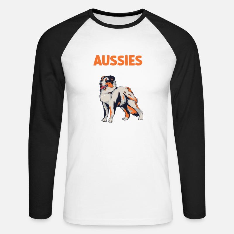 Australian Shepherd Aussie Anatomie Aussie - Unisex Baseballshirt langarm - Weiß/Schwarz