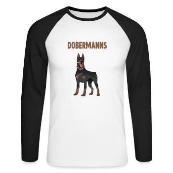 Dobermann Anatomie lustiges Hundehalter Gassi - Unisex Baseballshirt langarm - Weiß/Schwarz - Vorne - Nik (191cm)
