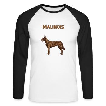 Malinois Anatomie lustiges Hundehalter Gassi - Unisex Baseballshirt langarm - Weiß/Schwarz - Vorne - Nik (191cm)