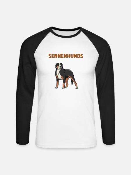 Sennenhund Anatomie Witziges Hundehalter Gassi - Unisex Baseballshirt langarm - Weiß/Schwarz