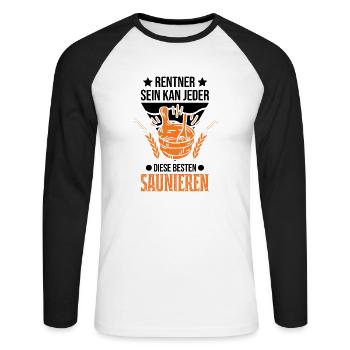 Sauna Rentner Saunieren Opa Saunagänger - Unisex Baseballshirt langarm - Weiß/Schwarz - Vorne - Nik (191cm)